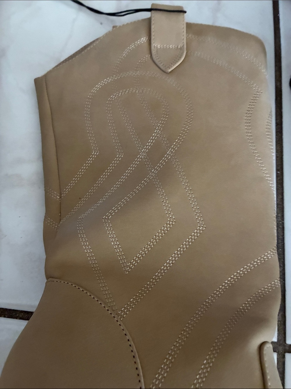 Forever 21 Tan and Black Pointed-Toe Mid-Calf Heeled Boots - Picture 2 of 5